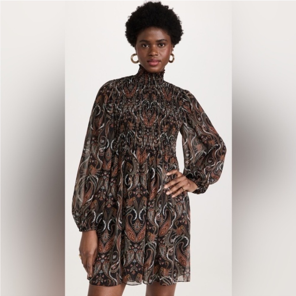 Misa Jessa Mini Dress in Black Paisley - XS